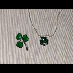 Clover Broach/pendant necklace set